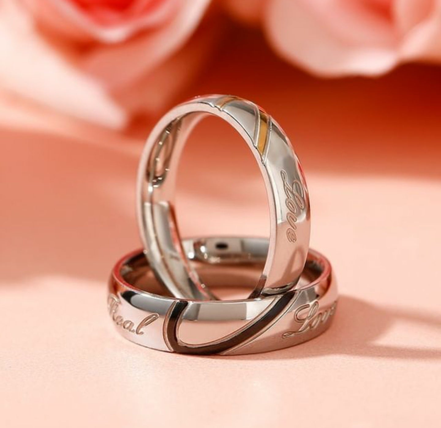 Anillos de parejas para hombres y mujeres, anillo grabado de amor Real –  Gaming bracelets